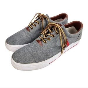 Polo by Ralph Lauren Vaughn Chambray Leather Dock Shoes Sneakers Men's Size 9.5